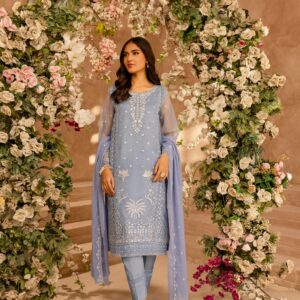 Light Blue Embroidered 3-Piece Lawn Suit with Dupatta