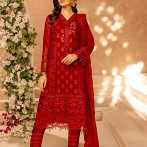 Red Embroidered Bridal Style 3-Piece Suit